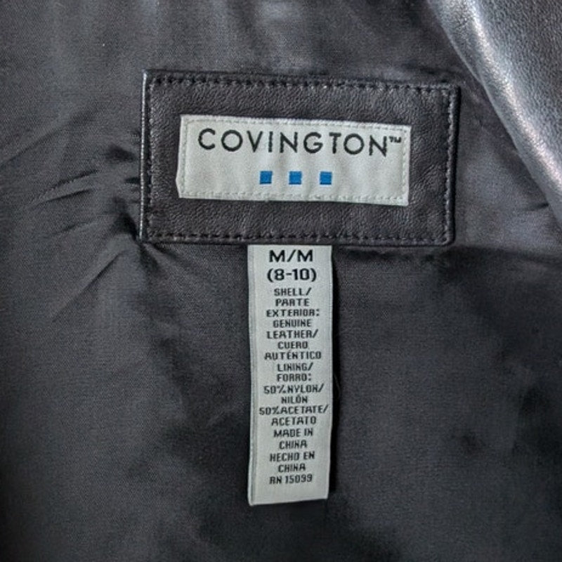 Vintage Black Leather Jacket Minimalist Biker Chic 90s Black Leather Coat Medium