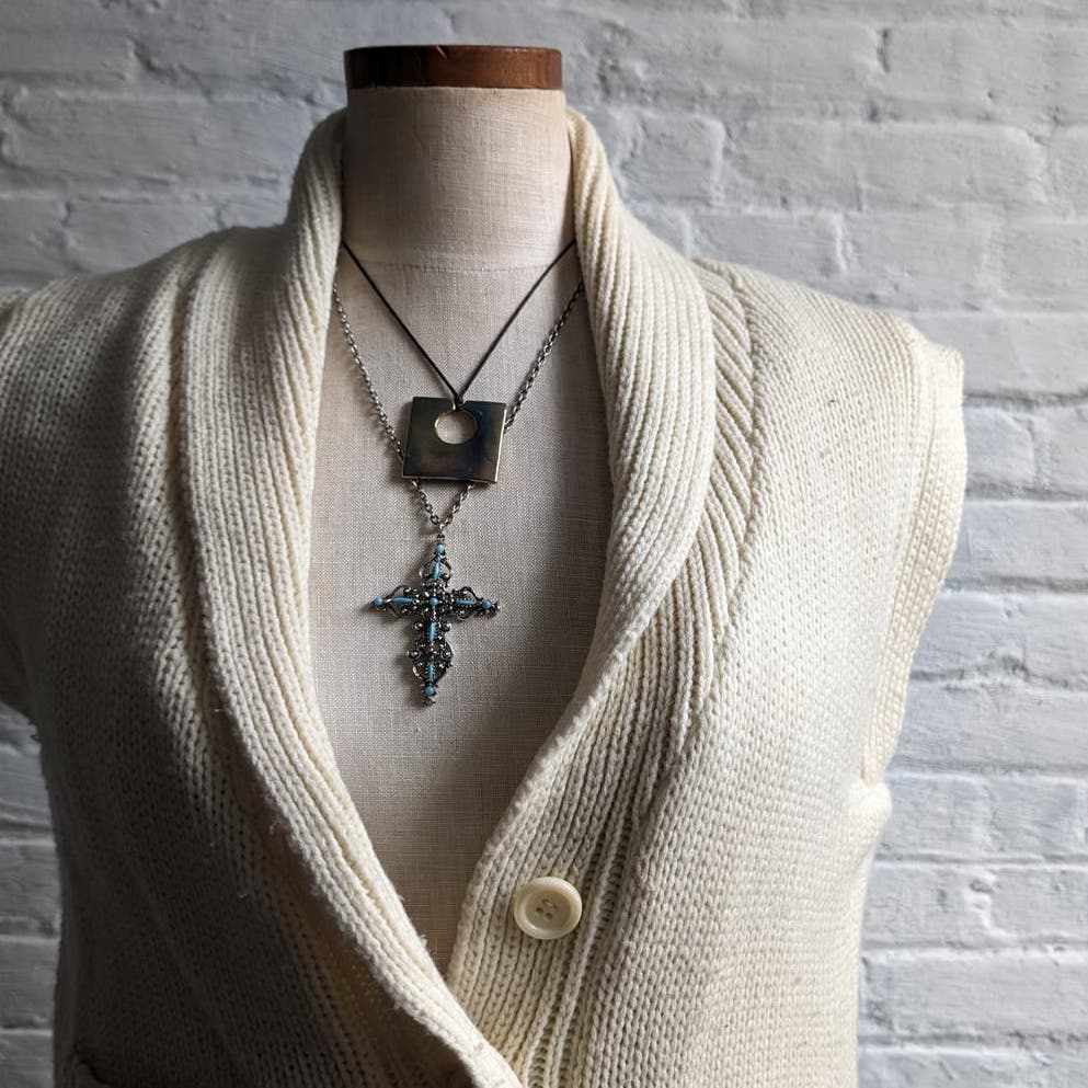 70s Vintage Knit Grandpa Sweater Vest Preppy Reversible Shaggy Faux Fur Top