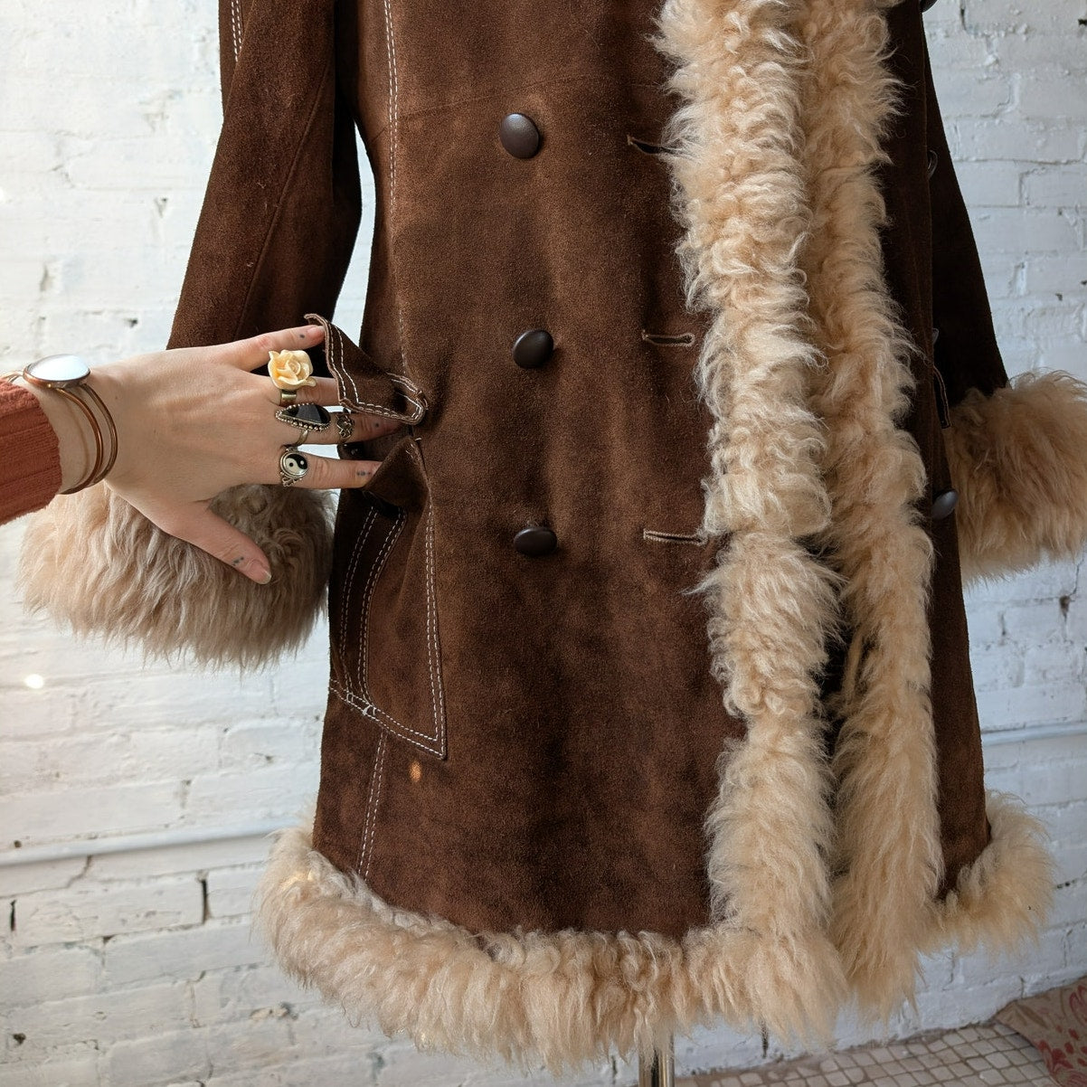 Vintage Brown Suede Penny Lane Jacket Brown Leather Jacket Trench Coat Medium