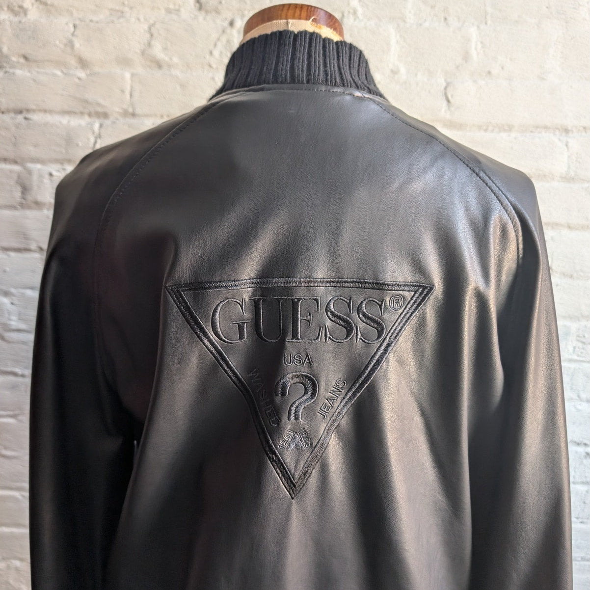 Y2K Vintage Wool Varsity Jacket Faux Leather Bomber Knit Utility Letterman Large
