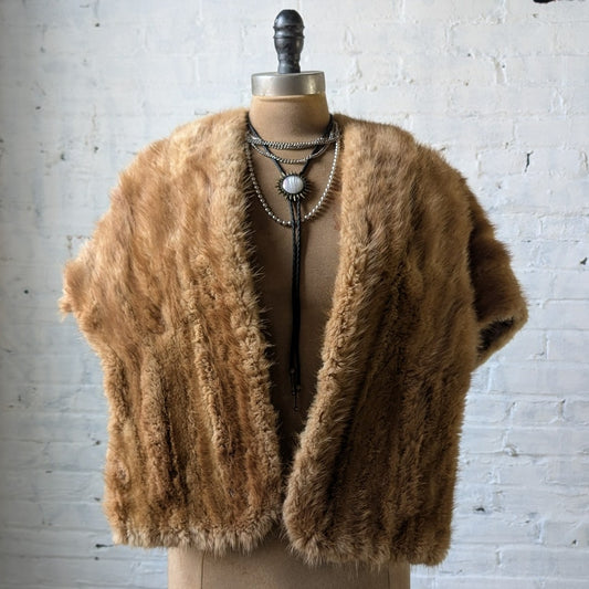 Vintage Mink Fur Stole Genuine Blonde Luxury Scarf Mob Wife Shawl Western Cape
