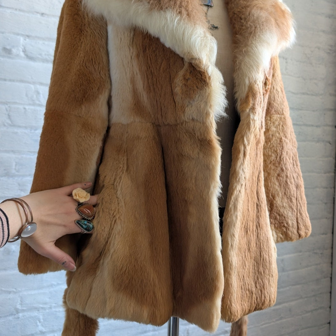 70s Vintage Rust Orange Furry Penny Lane Coat Fuzzy Mobwife Afghan Fur Jacket