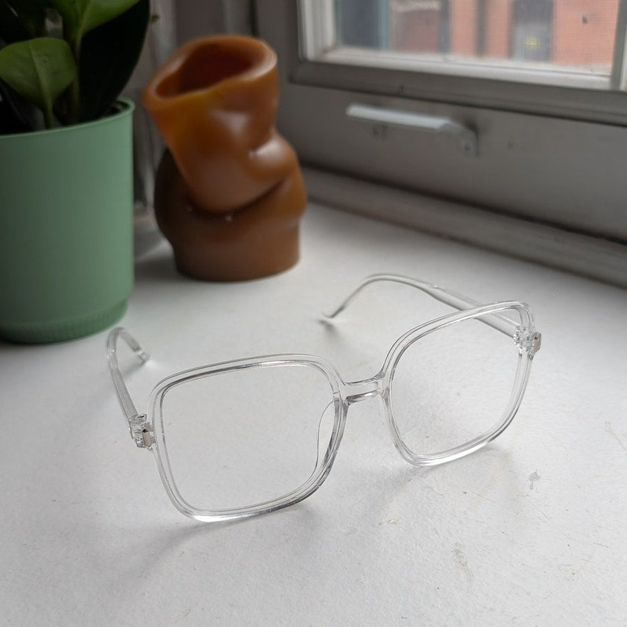 Retro Clear Square Sunglasses 70s Festival Sunnies Clean Minimalist Y2K Shades