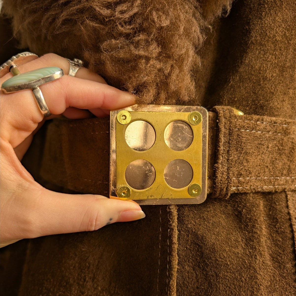 70s Brown Suede Jacket Penny Lane Fur Furry Leather Groovy Vintage Trench Coat