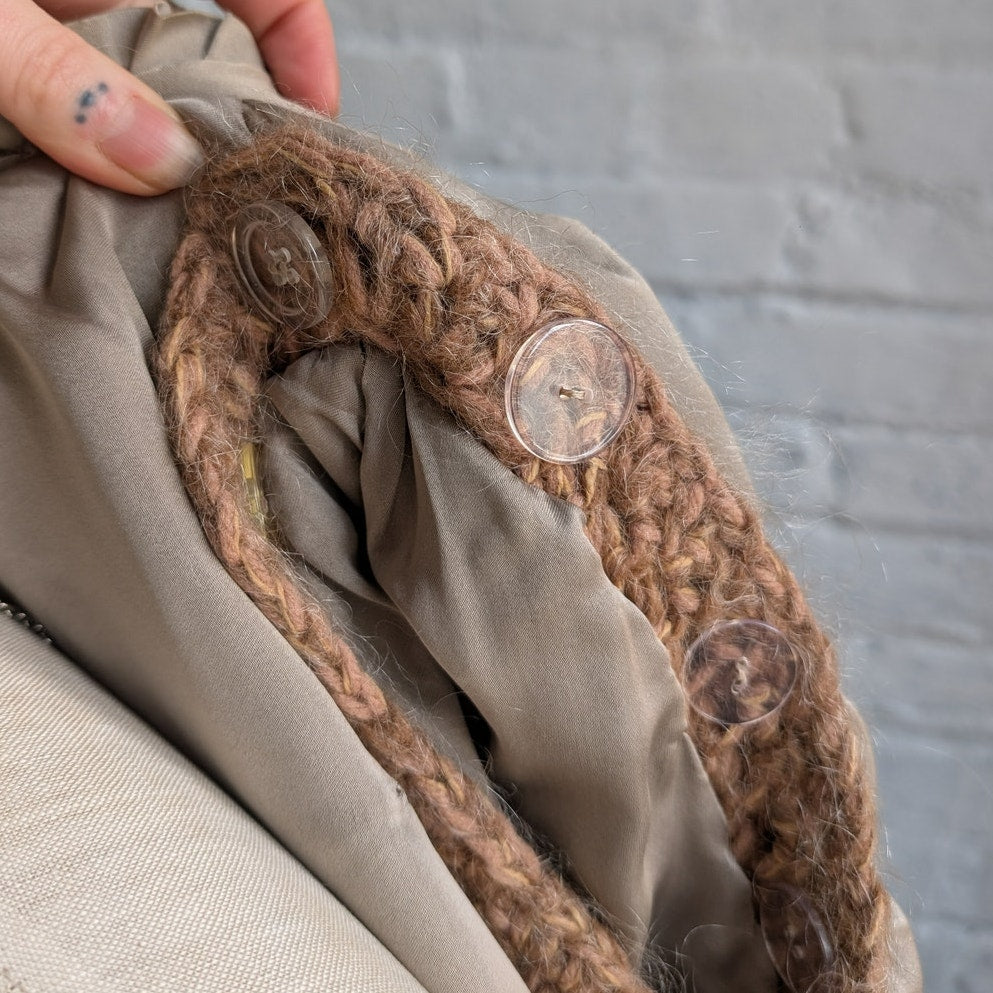 Vintage Chunky Knit Mink Fur Coat Mohair Sweater Vest Minimalist Boho Jacket