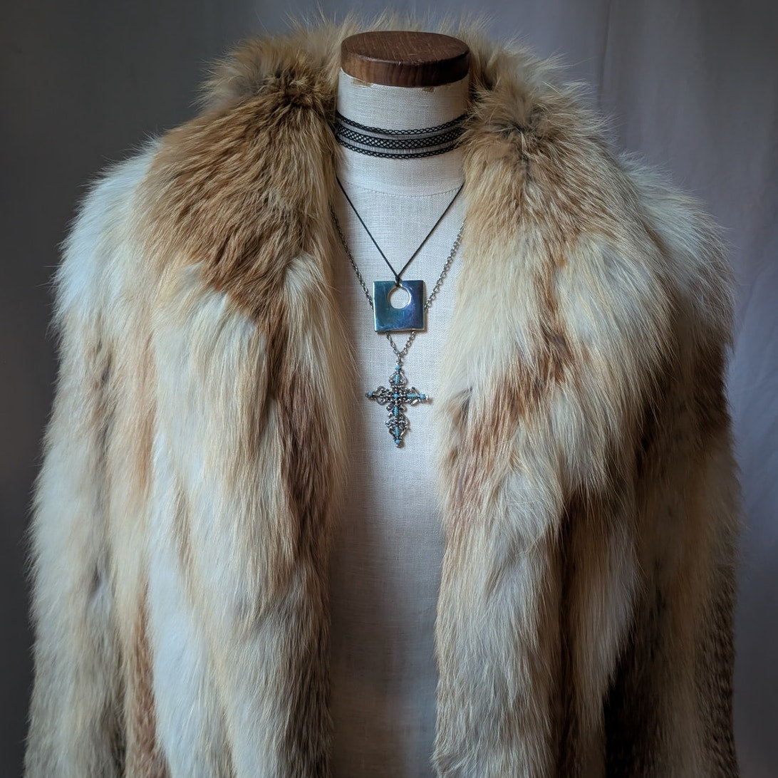 Vintage Red Fox Fur Coat L Luxury Old Money Furry Statement Jacket Designer Glam