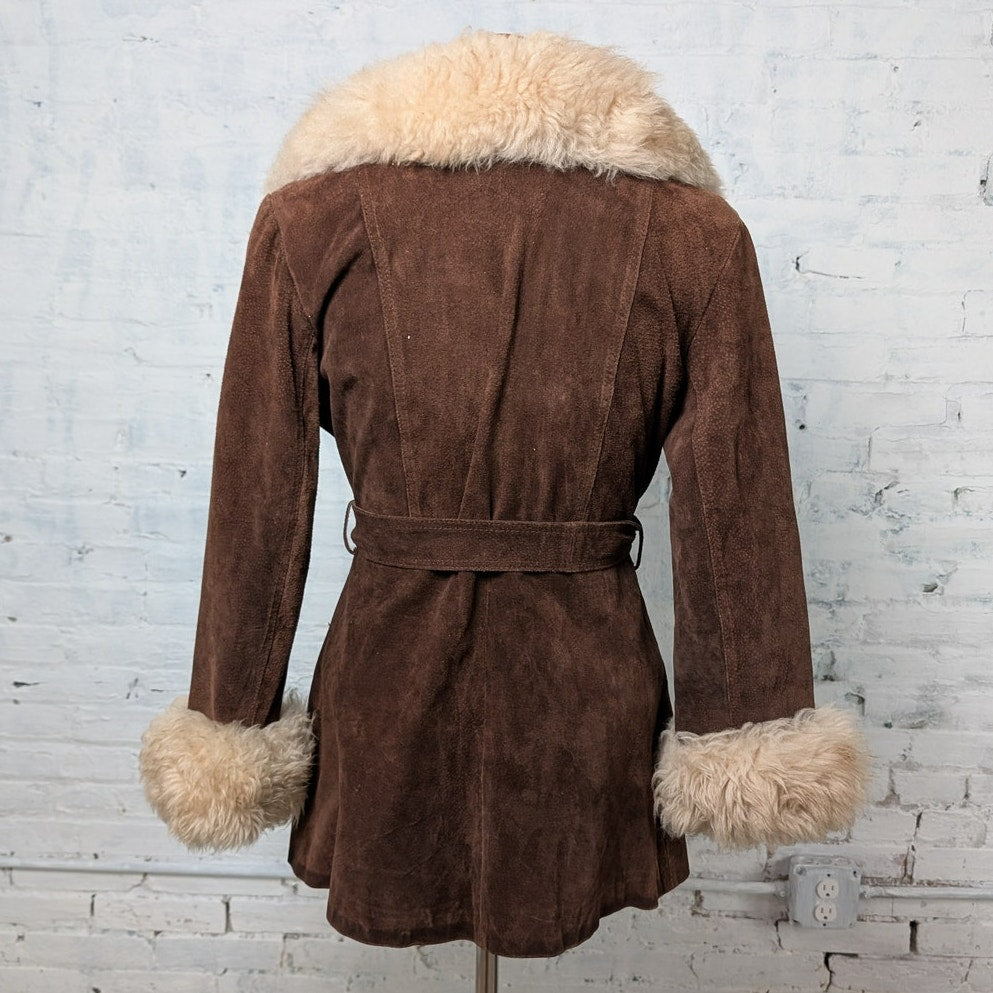 Vintage Brown Suede Jacket Penny Lane Coat Leather Jacket Groovy Boho Medium