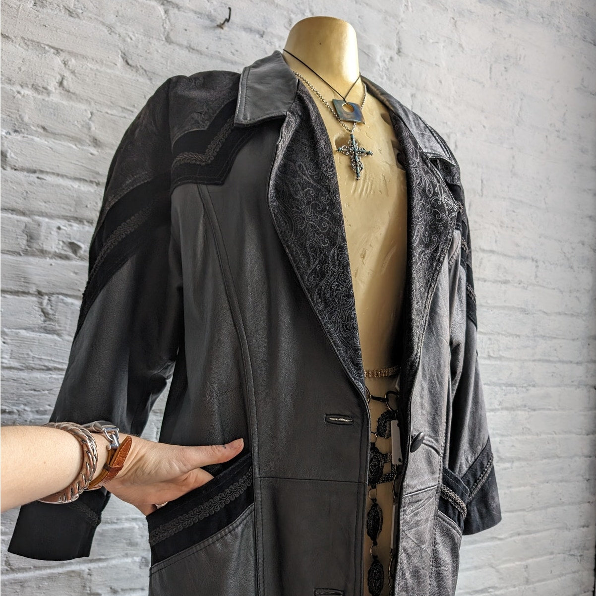 Vintage Black Leather Trench Black Leather Jacket Suede Jacket Western Medium