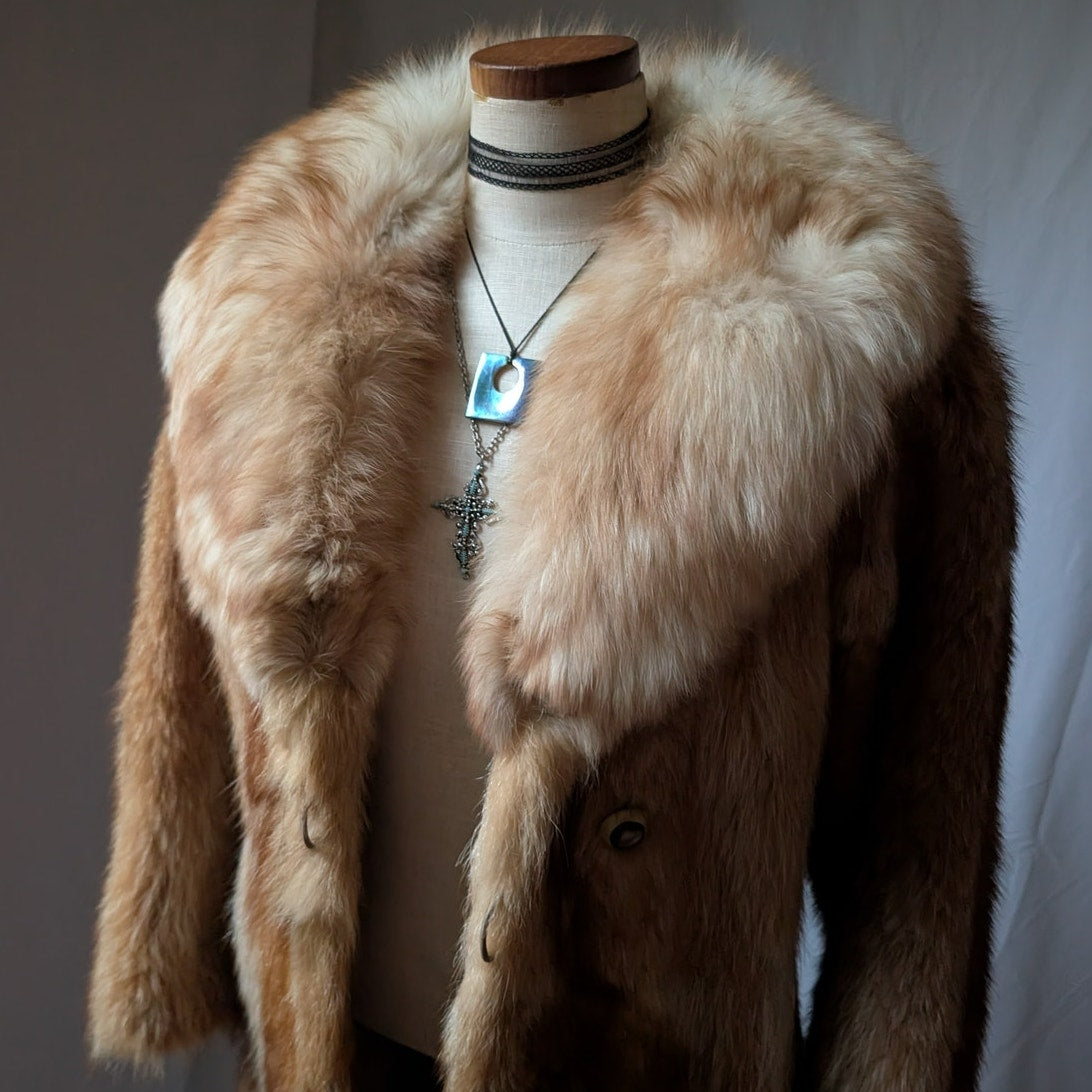 70s Vintage Fur Coat Red Mink Fox Fur Coat S Fluffy Penny Lane Luxury Jacket
