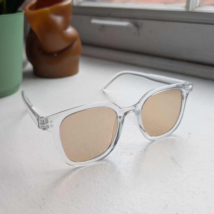 Retro Clear Square Minimalist Festival Sunglasses Chunky Square Sunnies Shades
