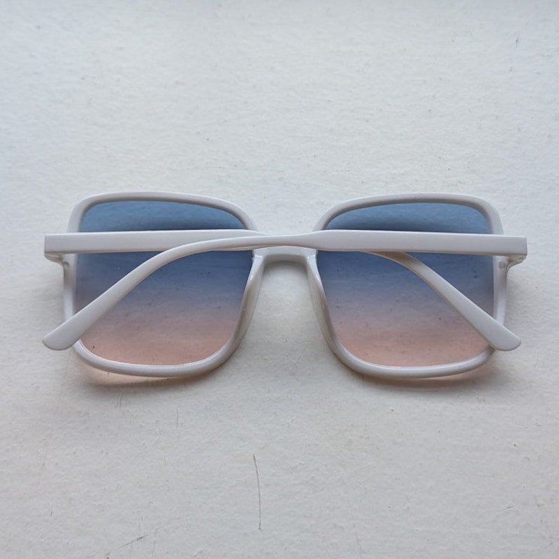 Retro White Square Mob Wife Festival Sunglasses Boho Chic Tinted Sunnies Shades