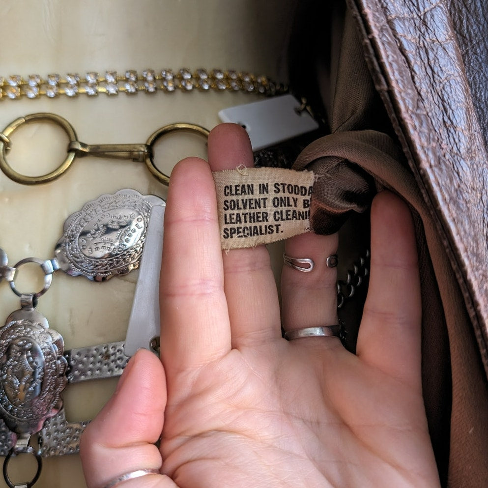 Vintage Brown Leather Jacket Western Trench Coat Earthy Cowboy Minimalist Coat L