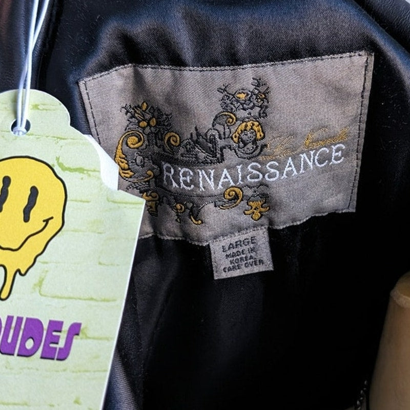 Vintage Minimalist Black Leather Duster Chic Baddie Biker Moto Goth Trench Coat