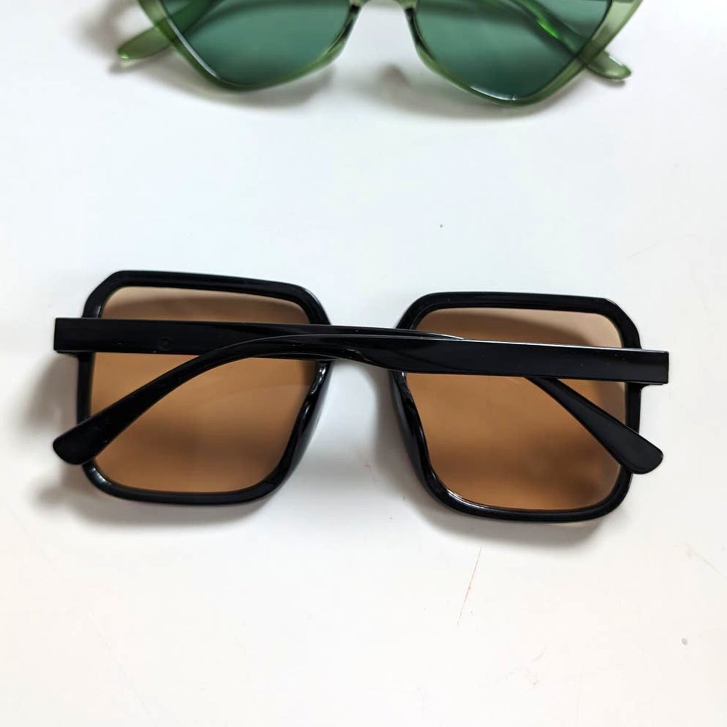 70s Retro Black Square Minimalist Festival Sunglasses Chic Tinted Sunnies Shades