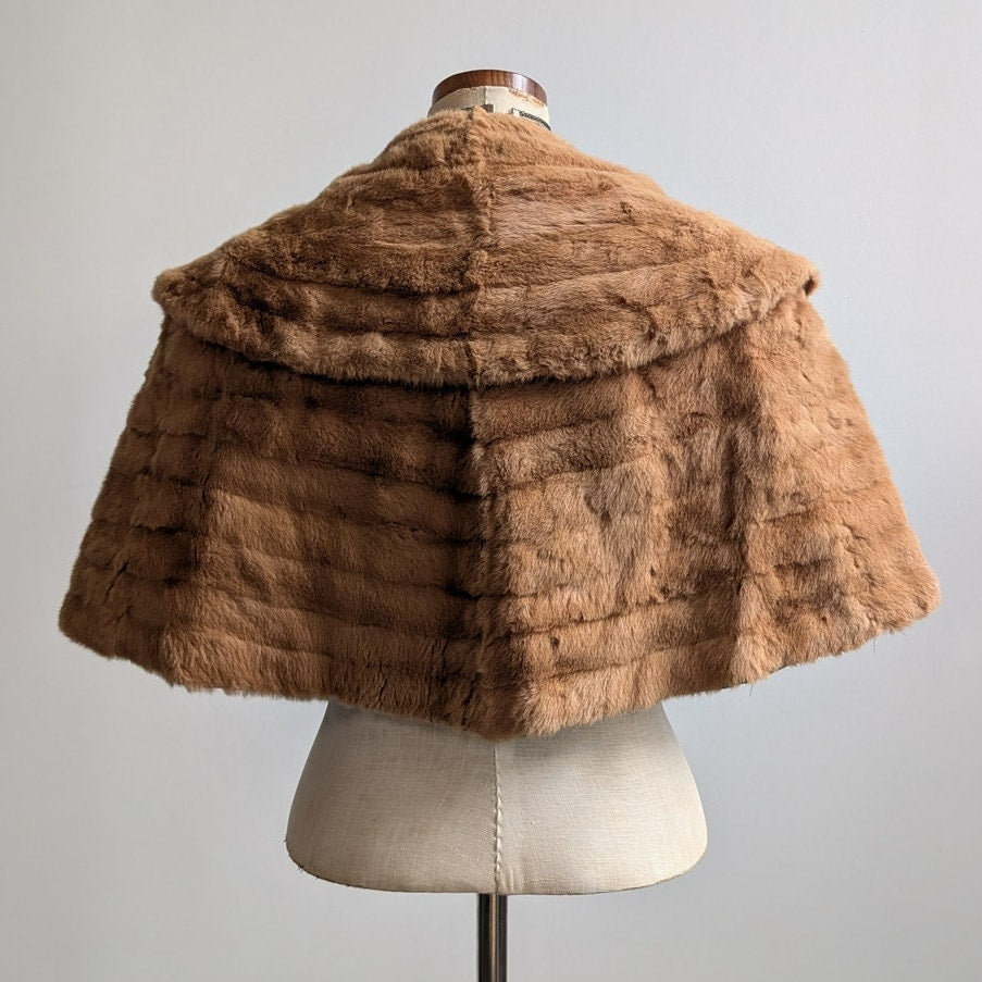 Vintage Blonde Mink Fur Stole Luxury Scarf Mob Wife Shawl Fur Trim Shrug Cape