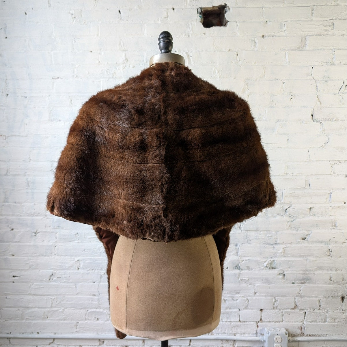 Vintage Brown Mink Fur Stole Scarf Mob Wife Shawl Genuine Furry Boho Chic Shrug