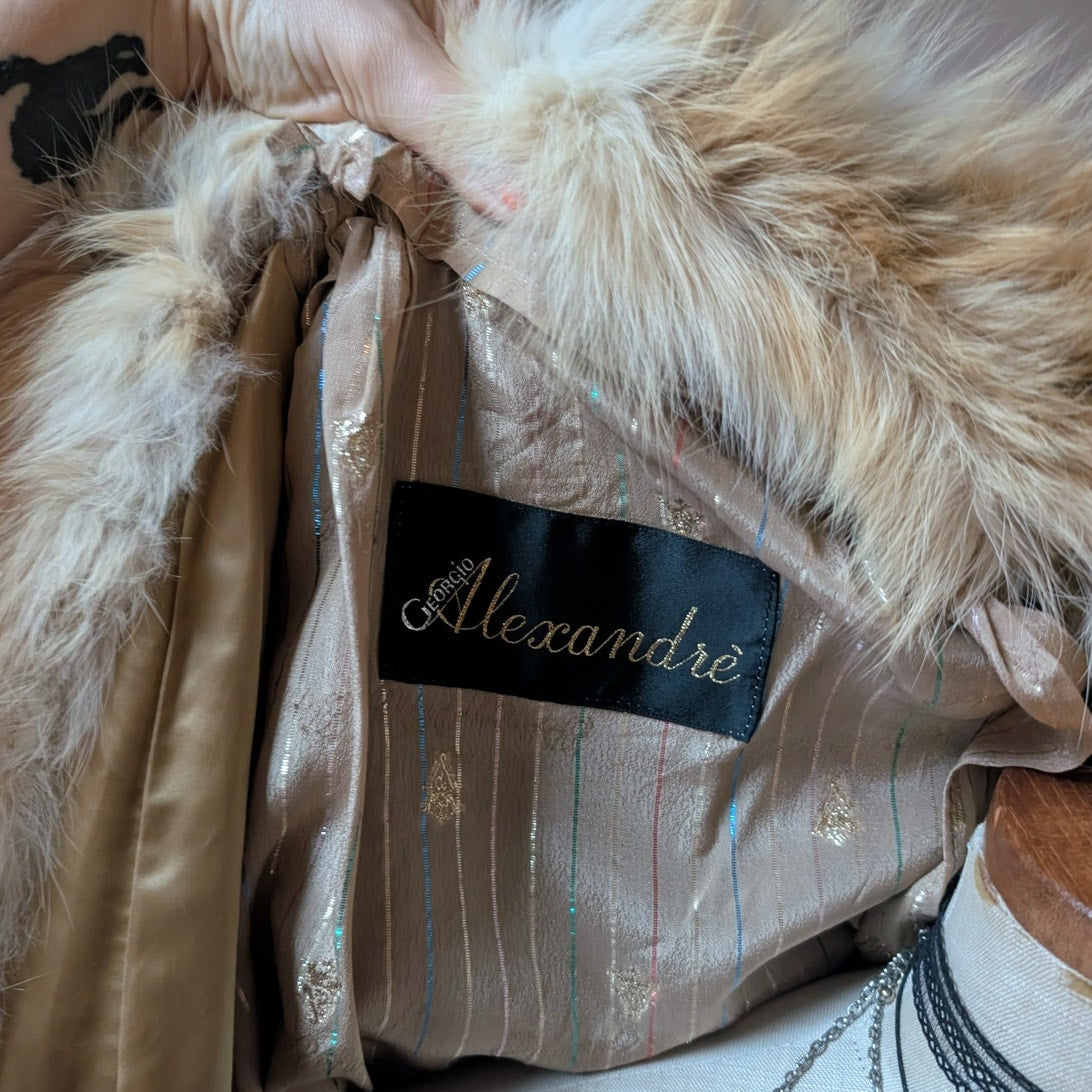 Vintage Red Fox Fur Coat L Luxury Old Money Furry Statement Jacket Designer Glam
