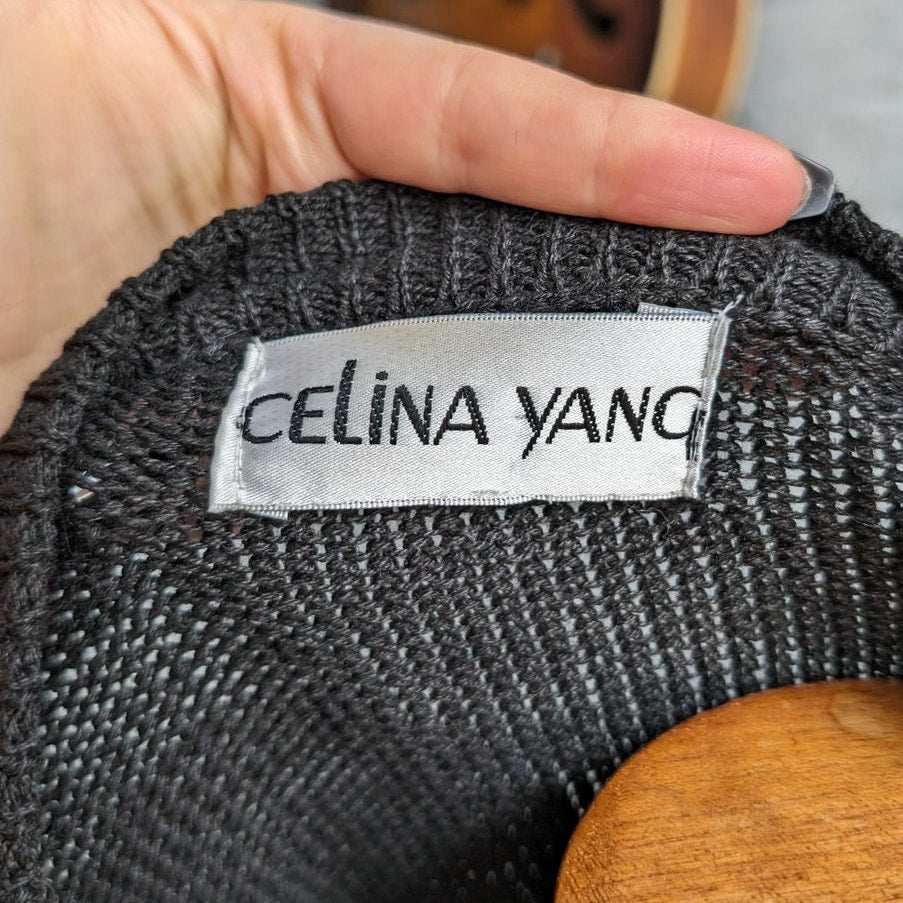 Vintage Black Knit Cardigan Gold Beaded Sweater Glam Goth Granny Chic Top Small