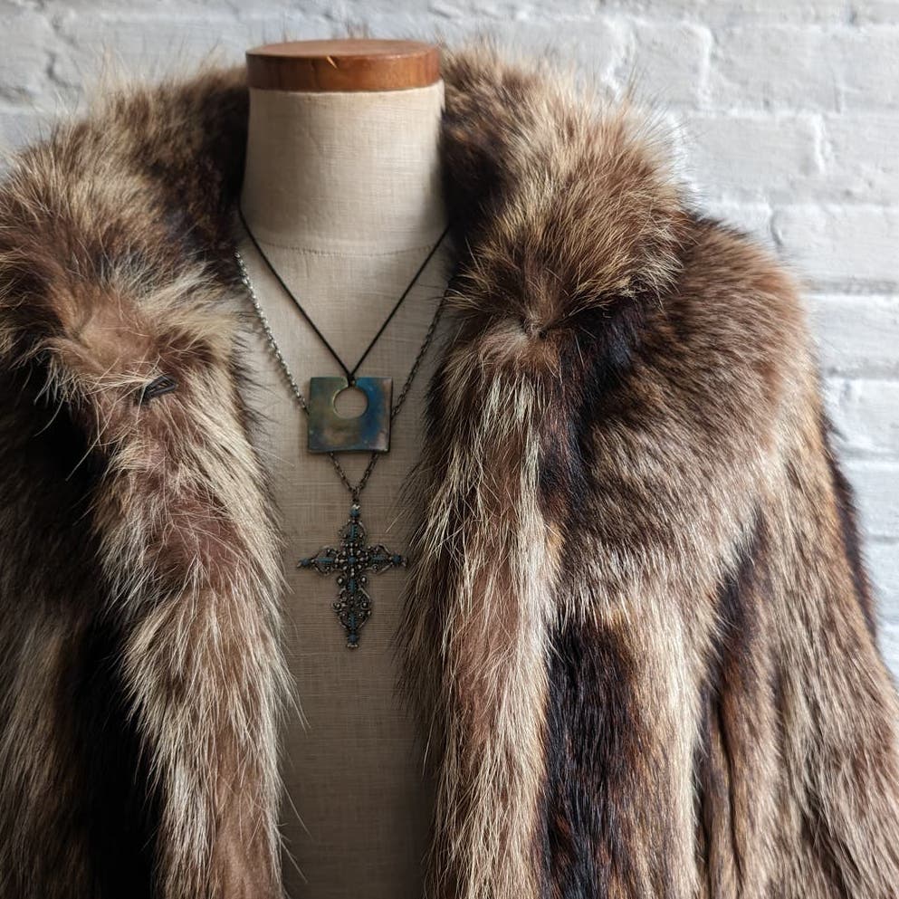 70s Vintage Mob Wife Raccoon Fur Coat Coat Groovy Furry Shag Oversize Jacket