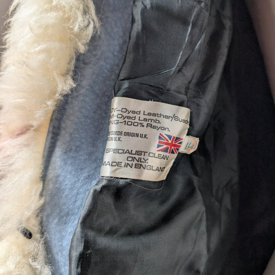 Vintage Blue Suede Afghan Coat S Penny Lane Jacket Fur Furry Leather Trench Coat