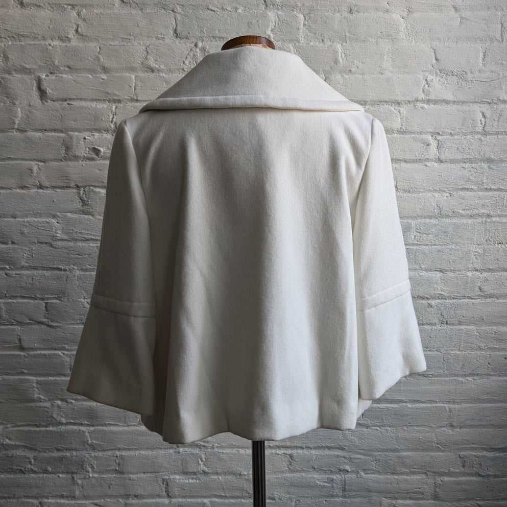 Vintage White Spring Jacket Cropped White Blazer Preppy Minimalist Jacket Medium