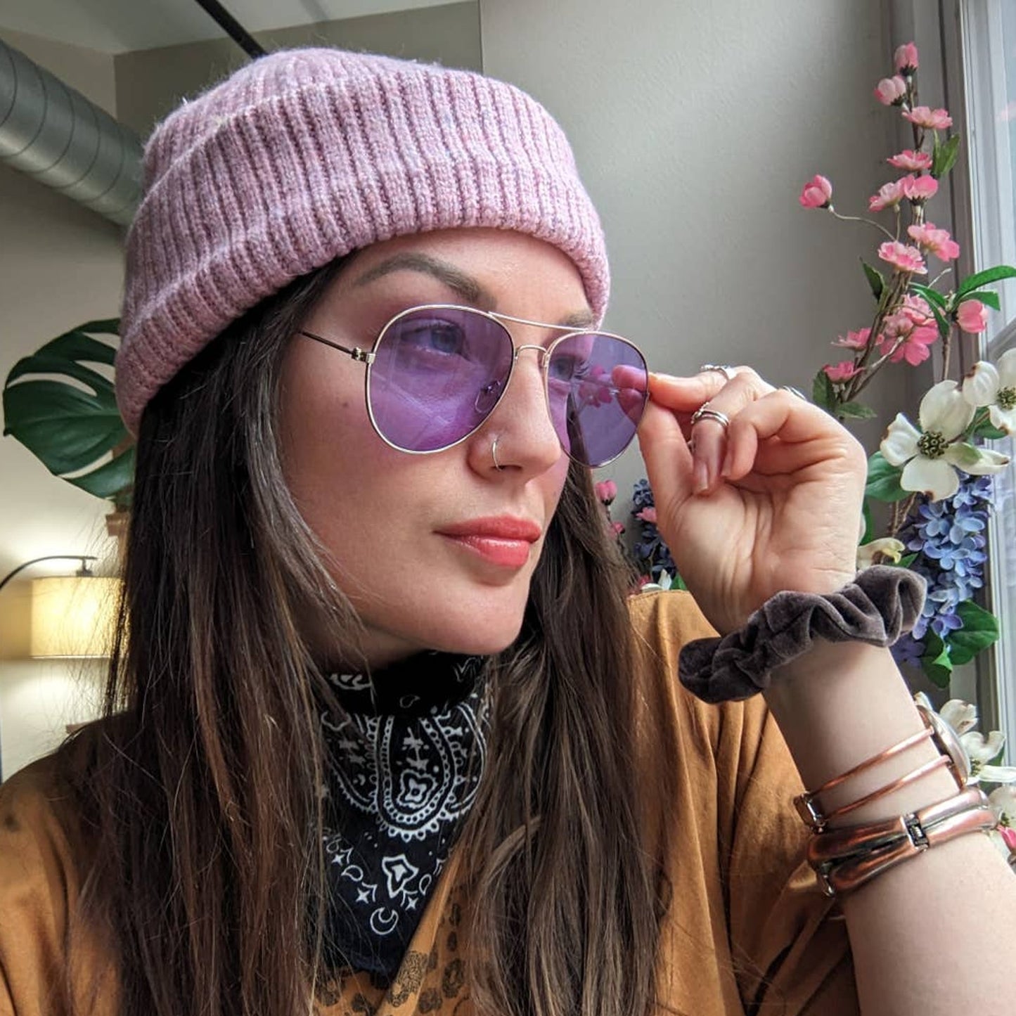 70s Retro Purple Aviator Sunglasses Pastel Minimal Boho Sunnies Festival Shades
