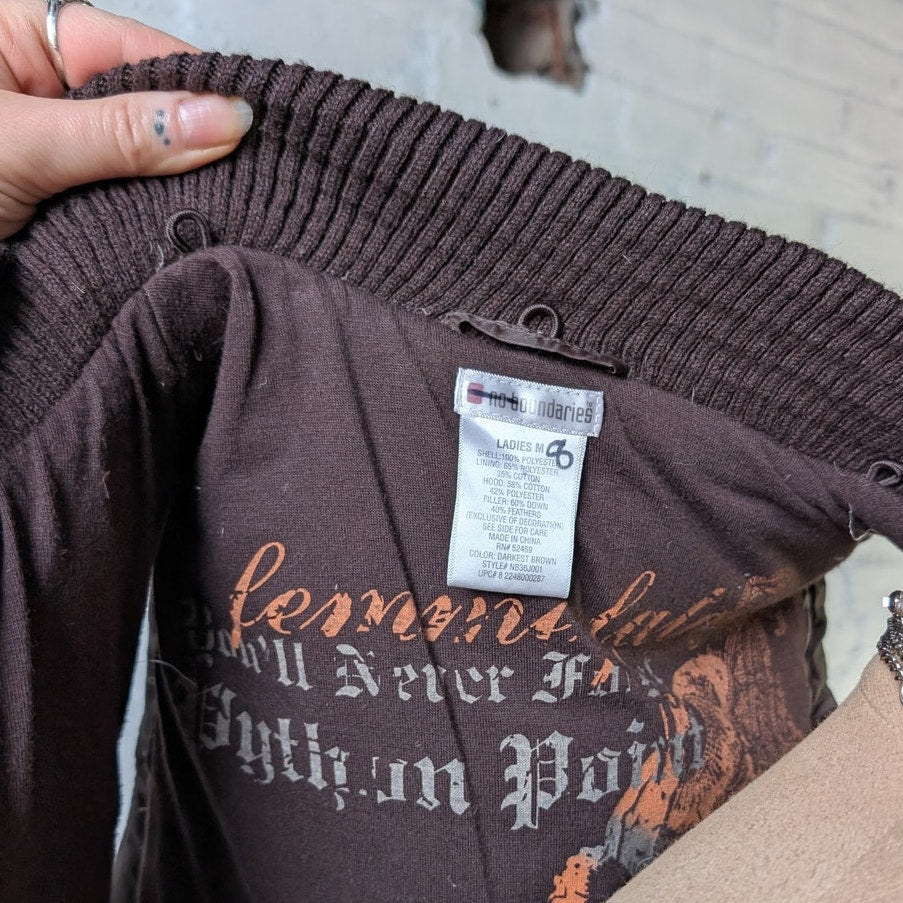 Y2K Dark Chocolate Brown Puffer Vest Quilted Cropped Thermal Zip Up Jacket Top