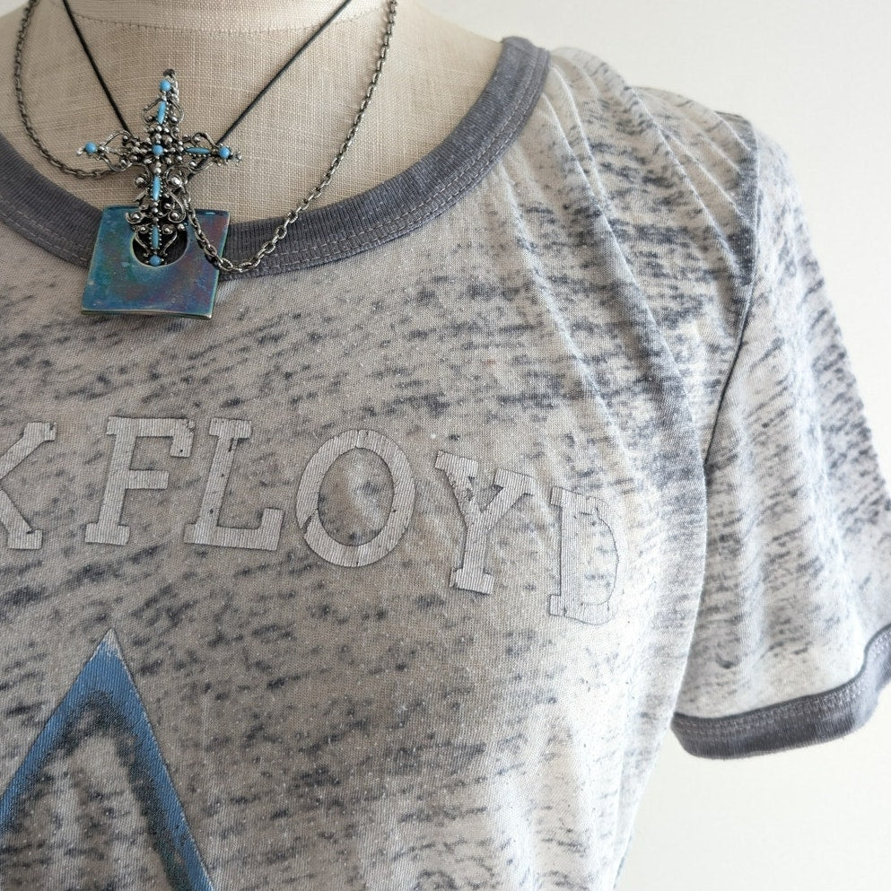 Pink Floyd Burnout Tee M Heather Grey Band Festival Top Y2K Vintage Distressed