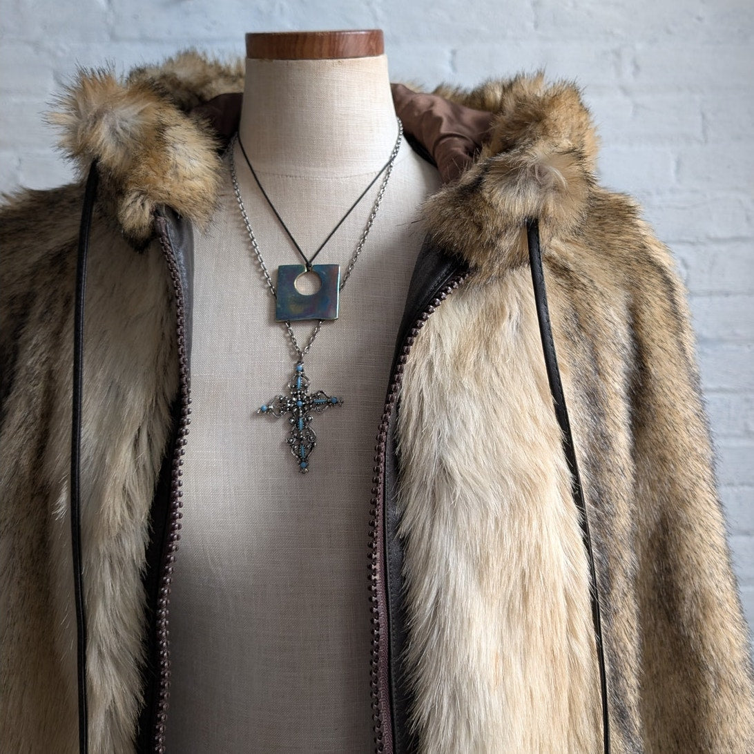 Vintage Brown Faux Fur Coat Groovy Shaggy Retro Mob Wife Boho Penny Lane Jacket