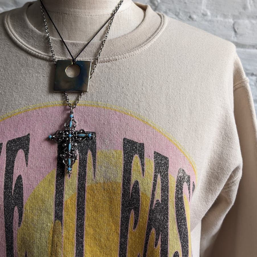 Retro 70s Graphic Print Desert Festival Sweater Oversize Groovy Boho Trippy Top