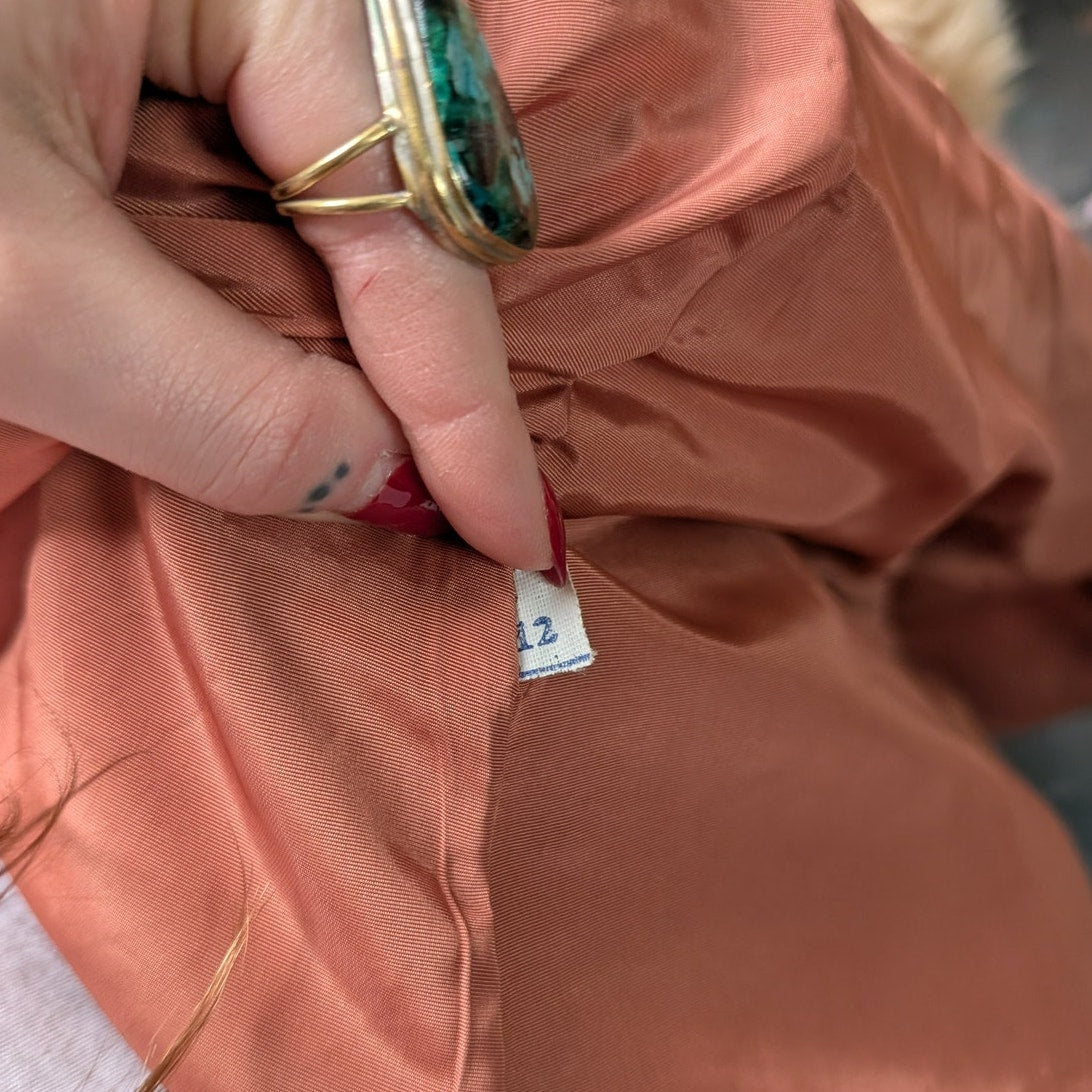 Vintage Brown Suede Fur Coat Boho Tan Leather Penny Lane Jacket Fur Trim Small