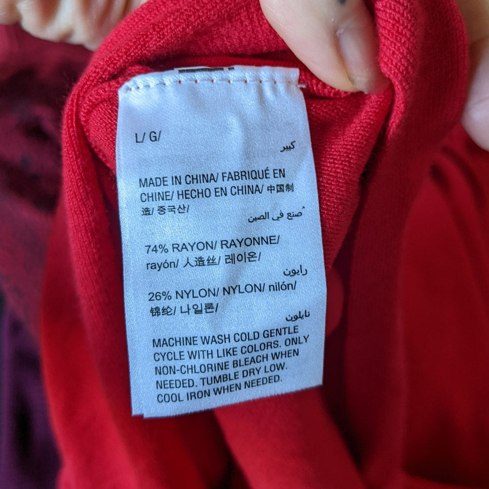 Retro Red Turtleneck Poncho Sweater Oversized Dolman Boho Grunge Cherry Large