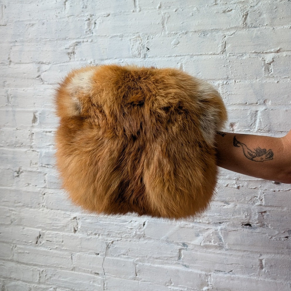 Vintage Orange Fox Fur Muff Genuine Furry Fuzzy Old Money Festival Mobwife Glove