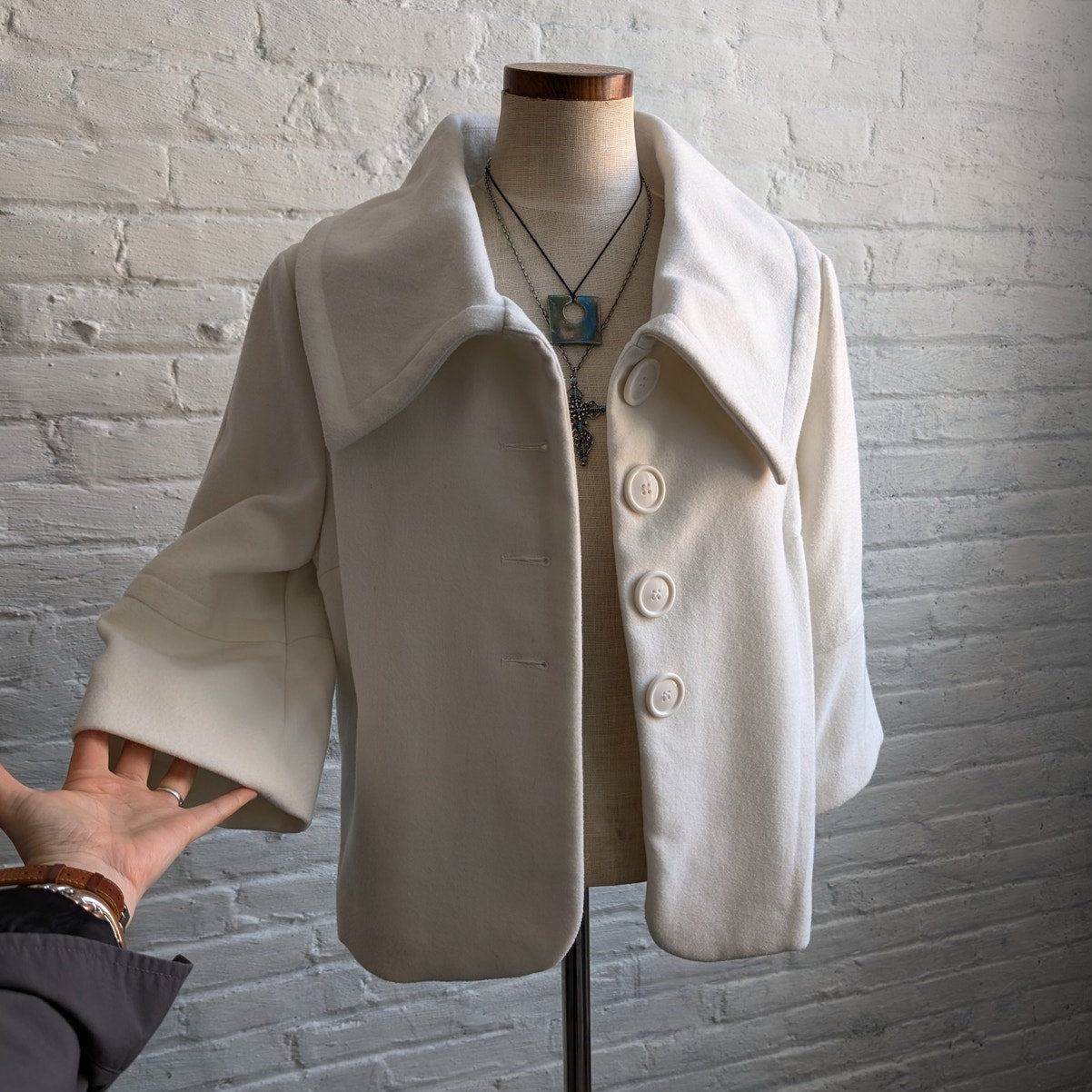 Vintage White Spring Jacket Cropped White Blazer Preppy Minimalist Jacket Medium