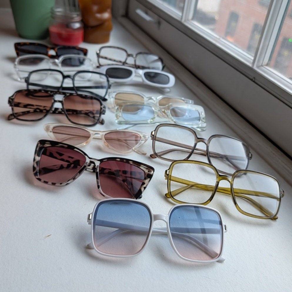 Retro Black Square Sunglasses 70s Festival Sunnies Grunge Minimalist Y2K Shades