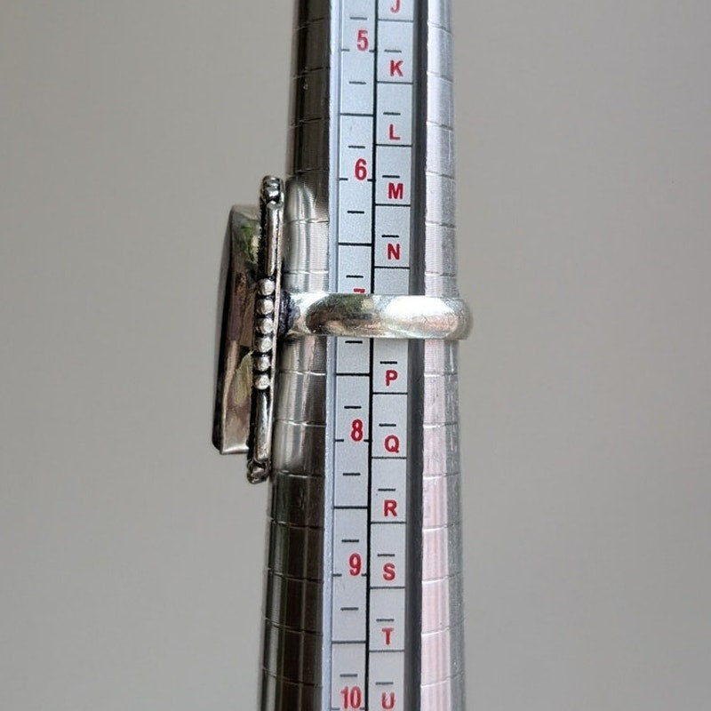 Purple Teardrop Sterling Silver Ring Retro Vintage Boho Natural Stone Size 7.25