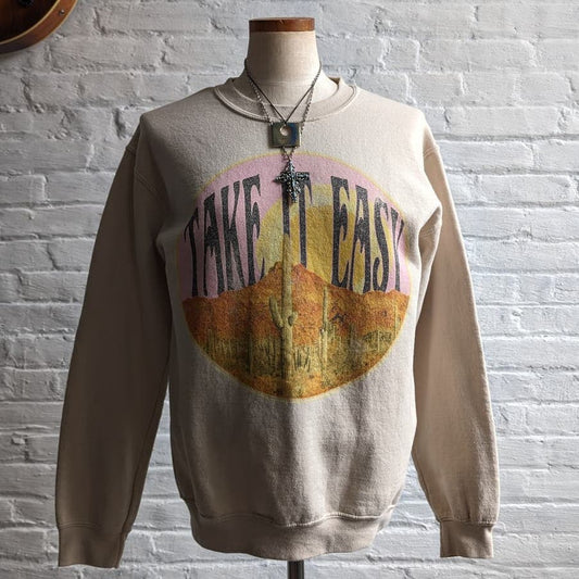 Retro 70s Graphic Print Desert Festival Sweater Oversize Groovy Boho Trippy Top