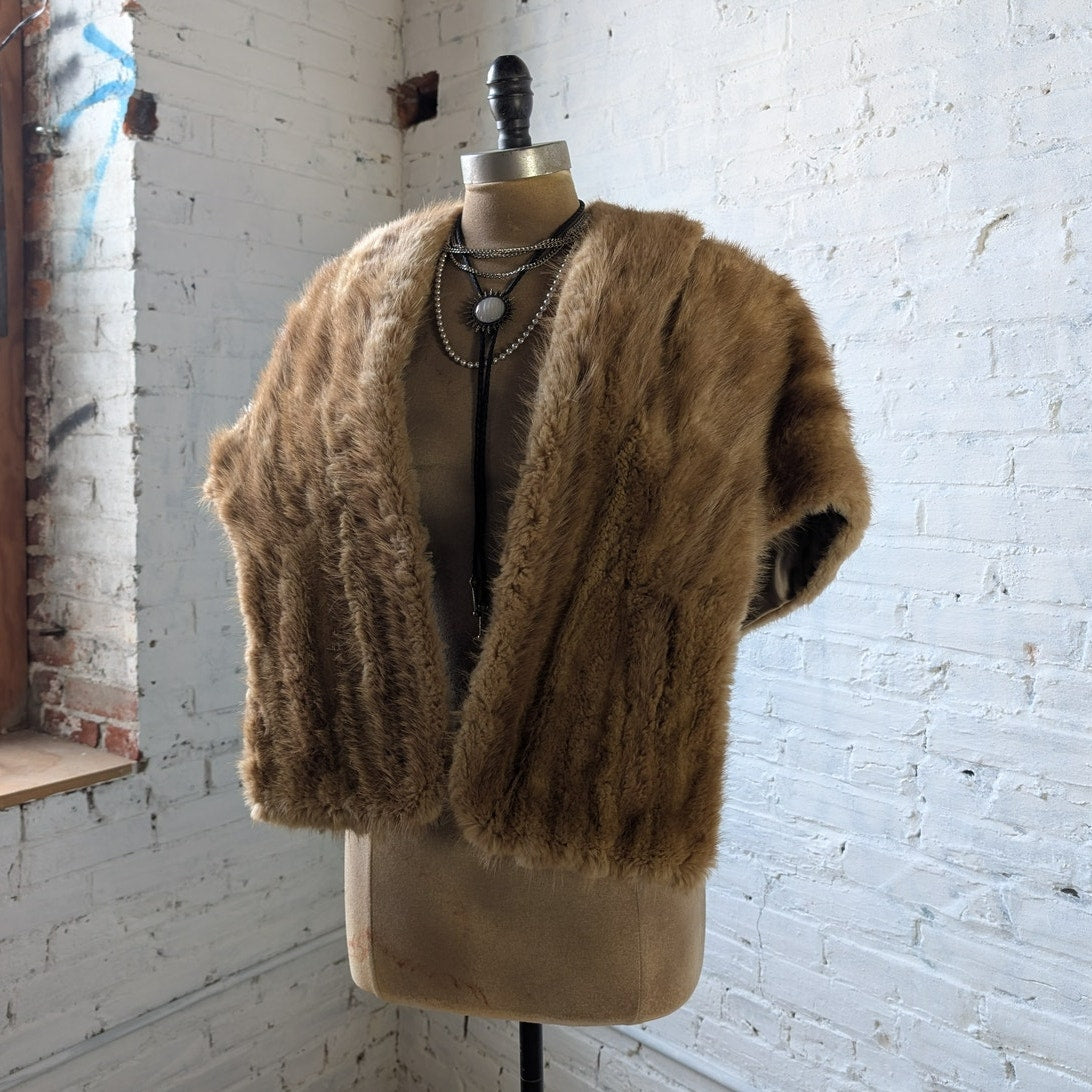 Vintage Mink Fur Stole Genuine Blonde Luxury Scarf Mob Wife Shawl Western Cape