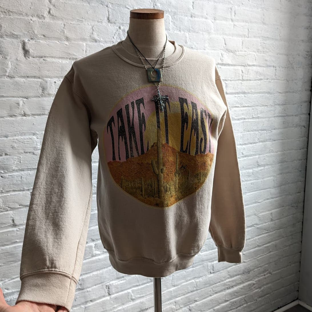 Retro 70s Graphic Print Desert Festival Sweater Oversize Groovy Boho Trippy Top