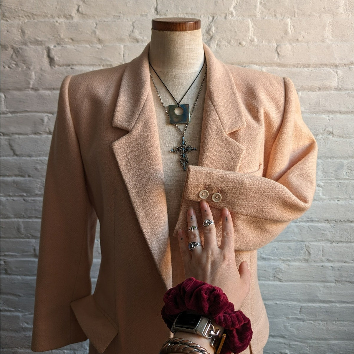 Vintage Pink Wool Blazer Tailored Pink Wool Jacket Preppy Boho Chic Coat Small