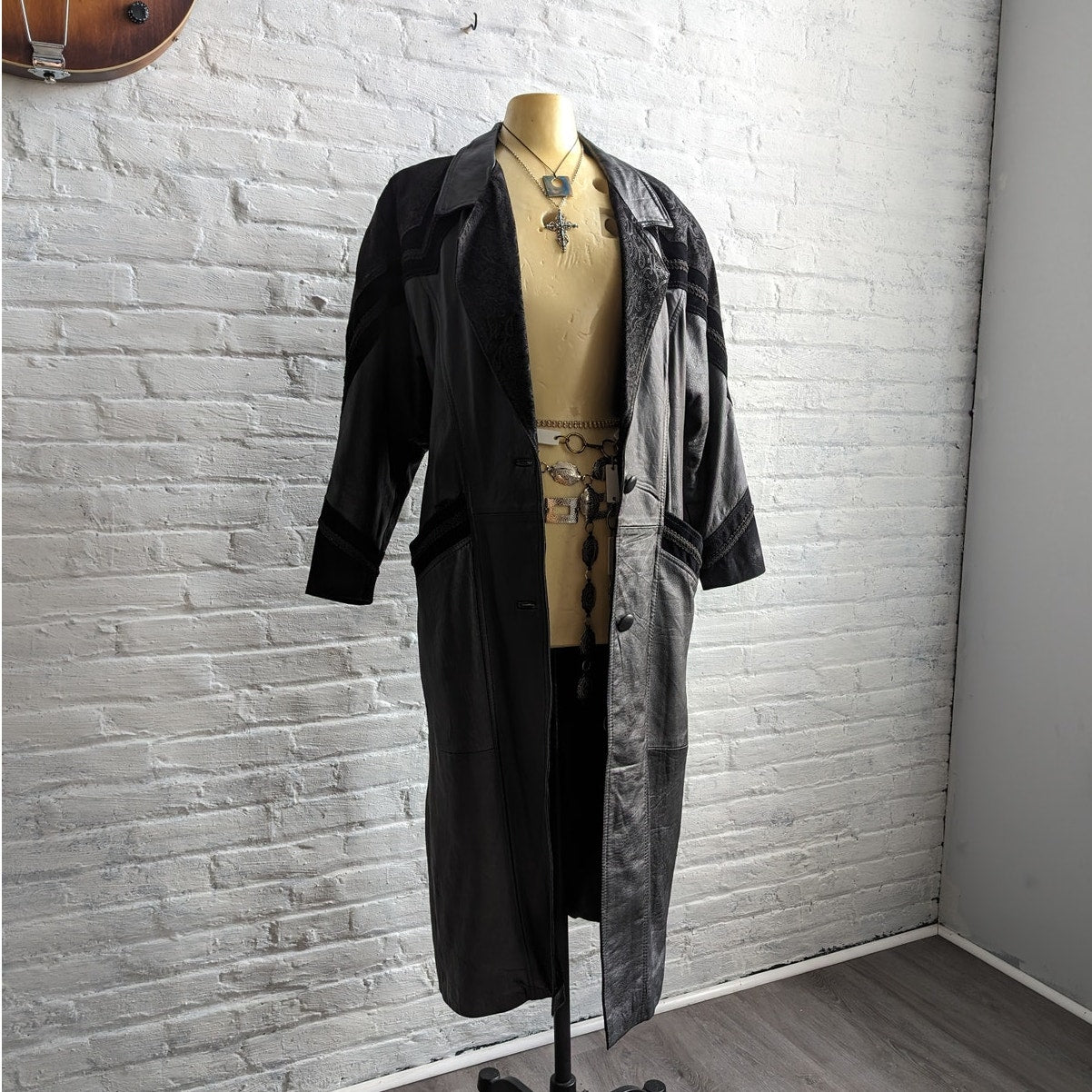 Vintage Black Leather Trench Black Leather Jacket Suede Jacket Western Medium