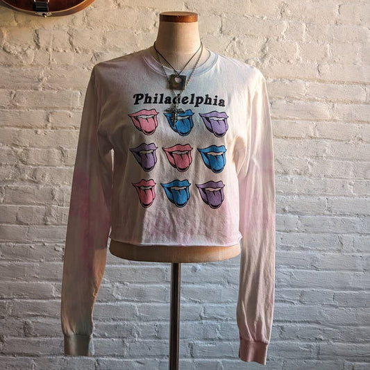 Y2K Retro 70s Pastel Rolling Stones Festival Tee Rock n Roll Cropped Band Tshirt