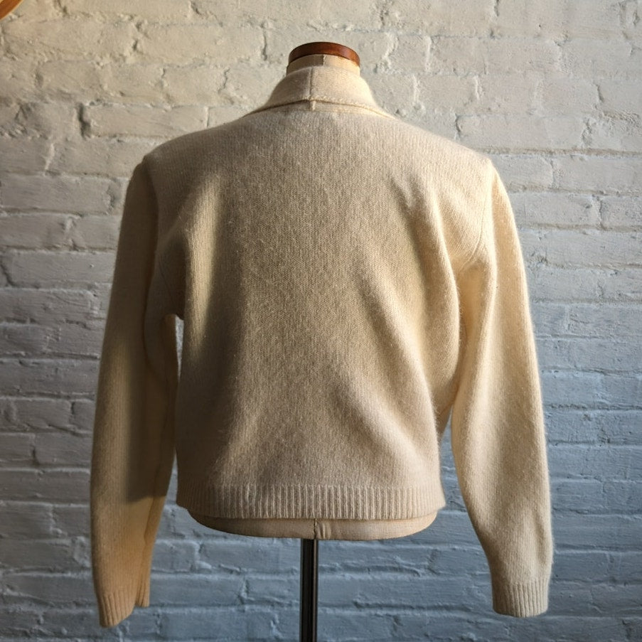 Vintage Minimalist Fuzzy Knit Wool Sweater Furry Clean Girl Luxury Cardigan Top