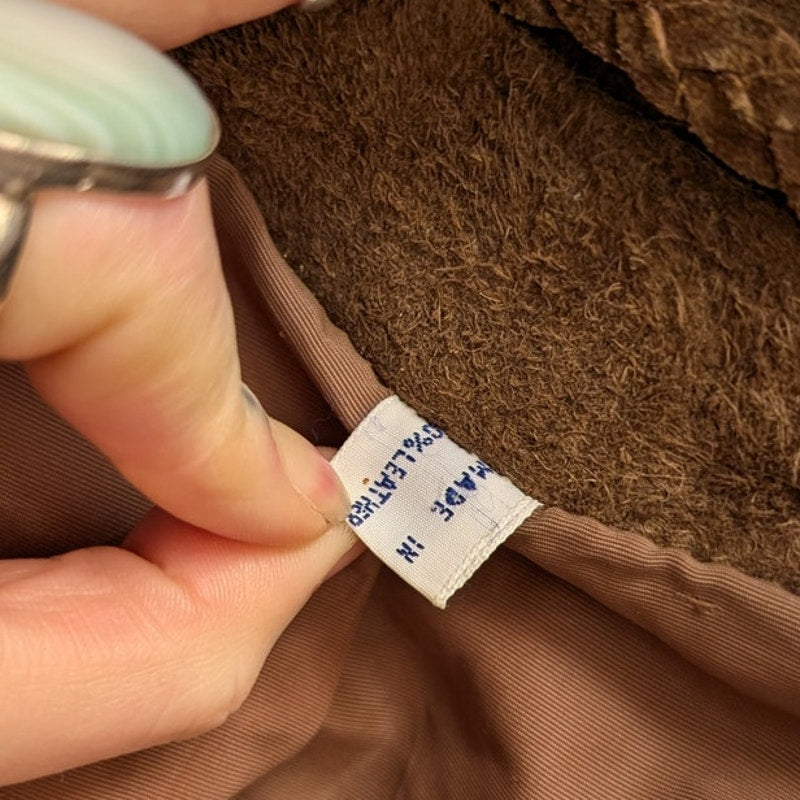 70s Brown Suede Jacket Penny Lane Fur Furry Leather Groovy Vintage Trench Coat