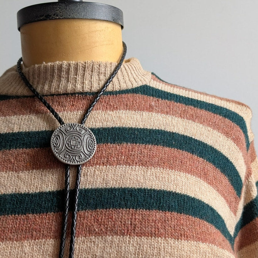 Vintage Striped Wool Knit Sweater Oversize Grandpa Sweater Crewneck Top Medium