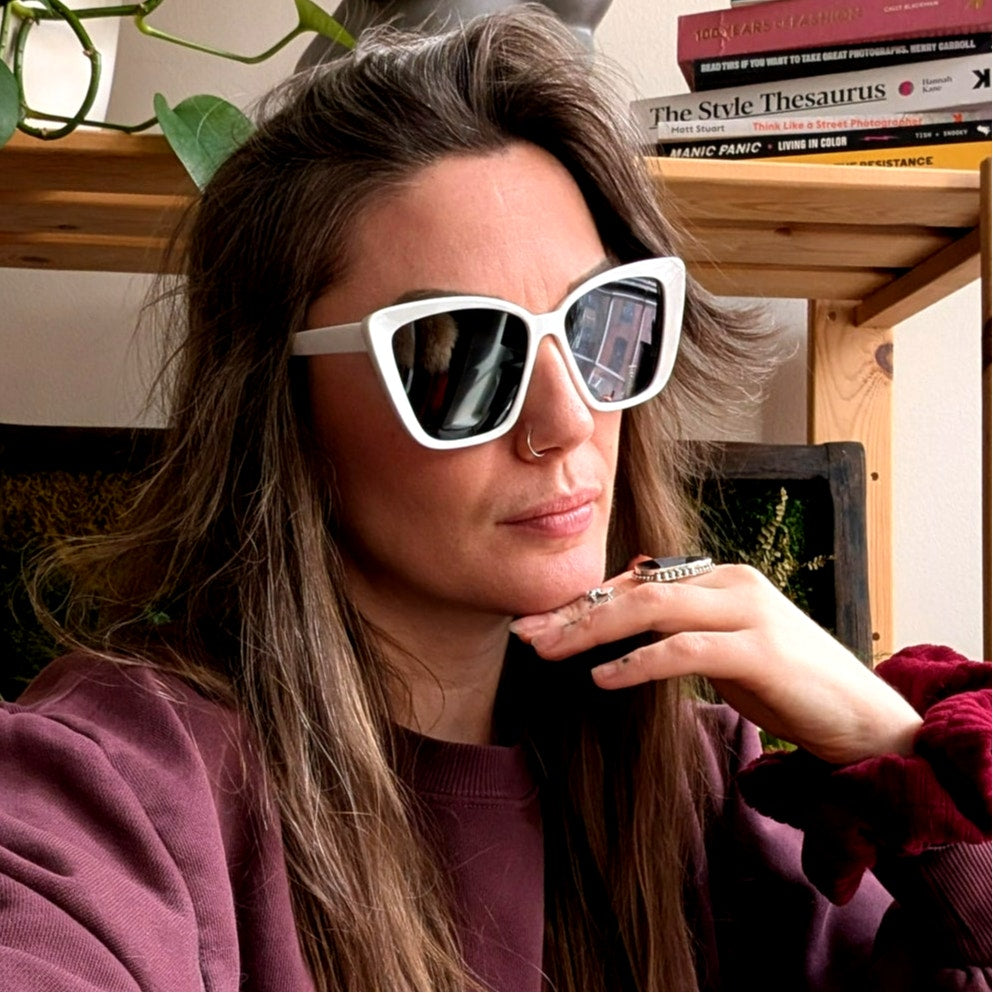 70s Retro White Cat Eye Sunglasses Festival Summer Boho Preppy Sunnies Shades