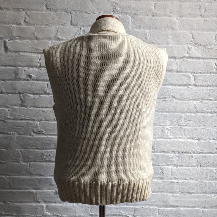 70s Vintage Knit Grandpa Sweater Vest Preppy Reversible Shaggy Faux Fur Top