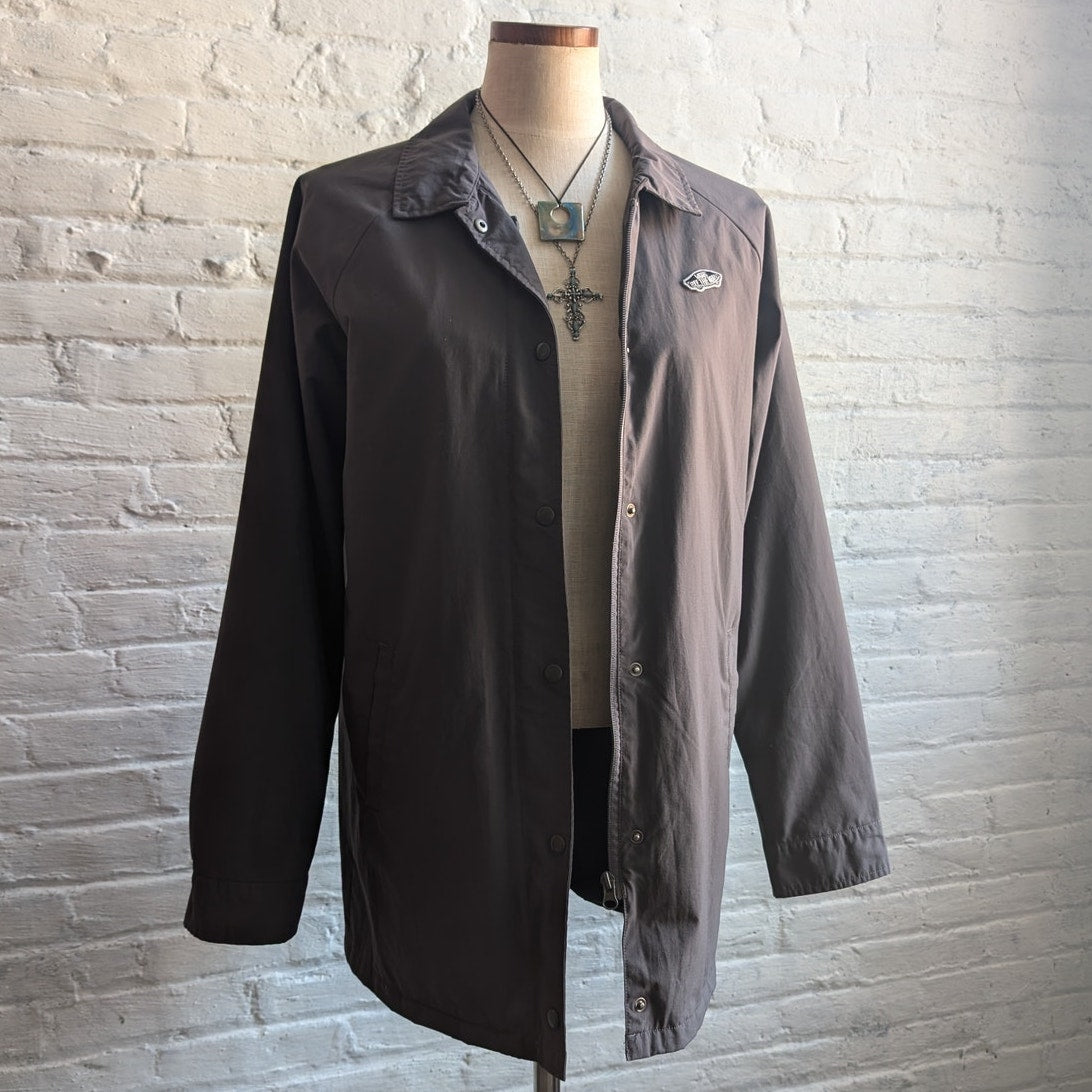 Y2K Vans Utility Jacket Grey Windbreaker Jacket Skater Gorpcore Chore Coat Small