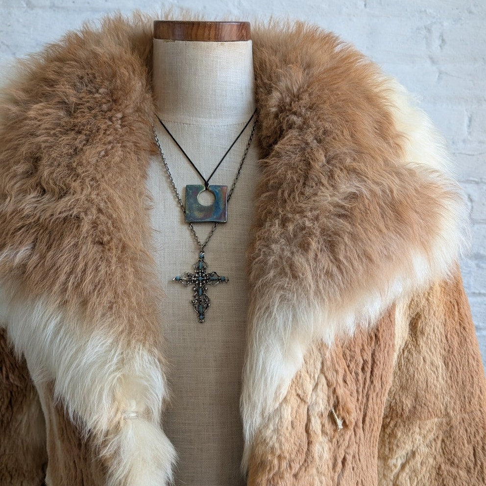 70s Vintage Rust Orange Furry Penny Lane Coat Fuzzy Mobwife Afghan Fur Jacket