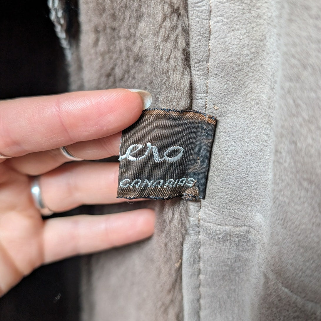 Vintage Brown Suede Penny Lane Jacket S Shearling Fur Coat Chic Leather Trench